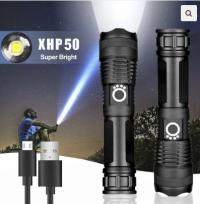 Rechargeable Zoom LED Flashlight USB Torch Light